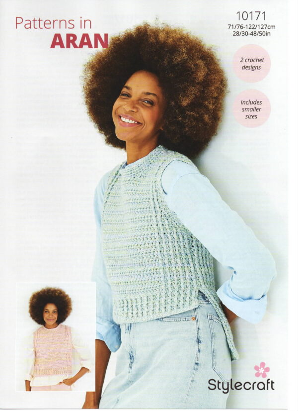 stylecraft grace aran 100g ball grace pattern 10171 28 50 inch chest