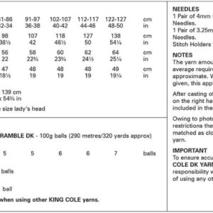 king cole dk – 32 50 inch – 6235
