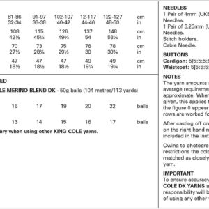 king cole aran – 32 50 inch – 6431