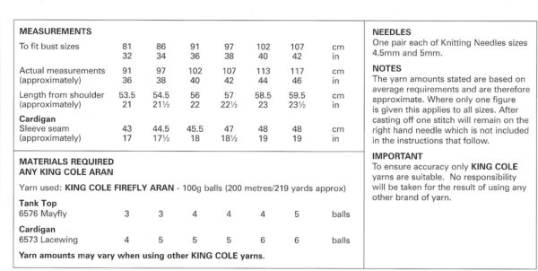 king cole aran – 32 42 inch – 6445