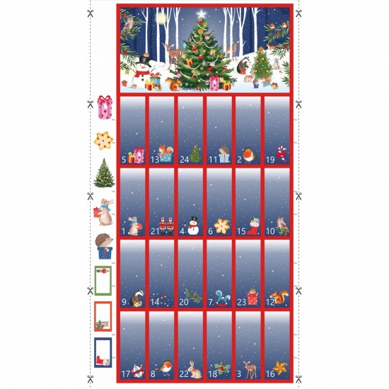 100% cotton advent calendar 82140 woodland christmas advent calendar blue/blue