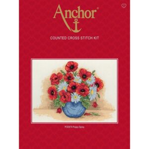pce879 cross stitch kit anchor poppy spray