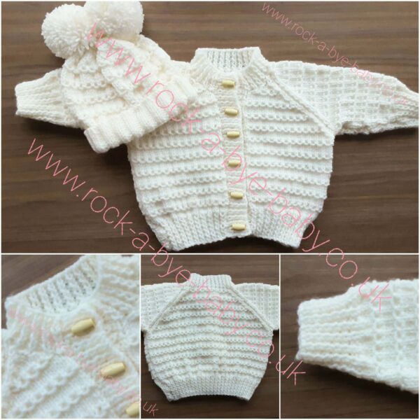 cream aran cardigan & hat 2 4yrs (jws19)