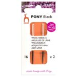 pony hand sewing needles: wool needles: black with white eye: size 16